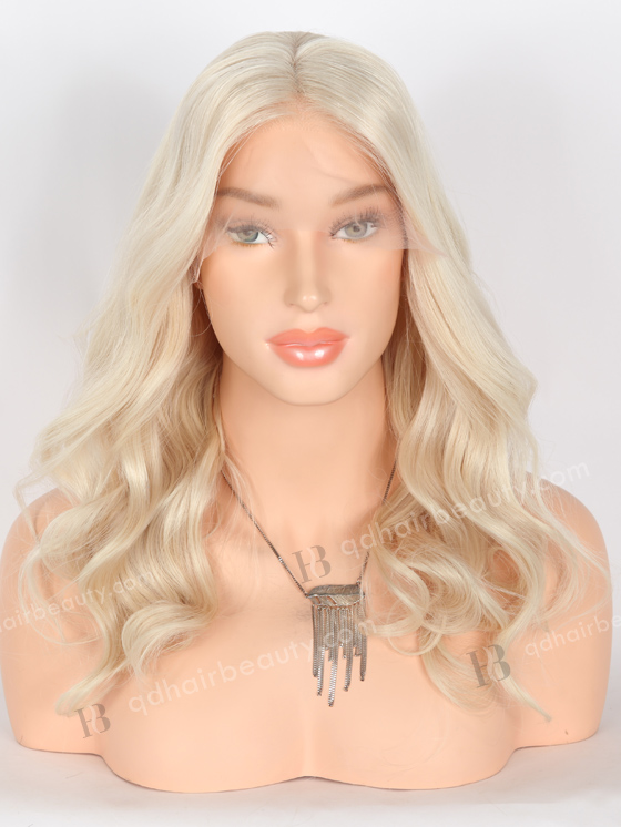 In Stock European Virgin Hair 16" Beach Wave White Color Lace Front Wig RLF-08018
